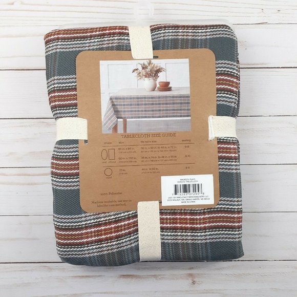 Fabric Tablecloth Gray Copper Plaid 60x102 - Picture 3 of 3